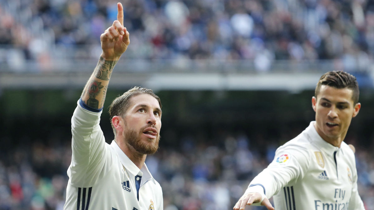 Ramos celebra el 1-0 ante el Málaga. (EFE)