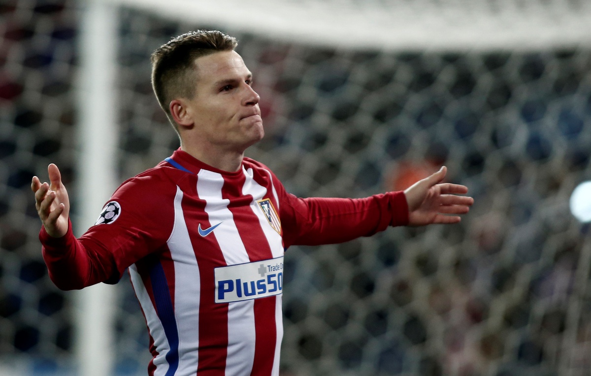 Kevin Gameiro celebra un gol con el Atlético