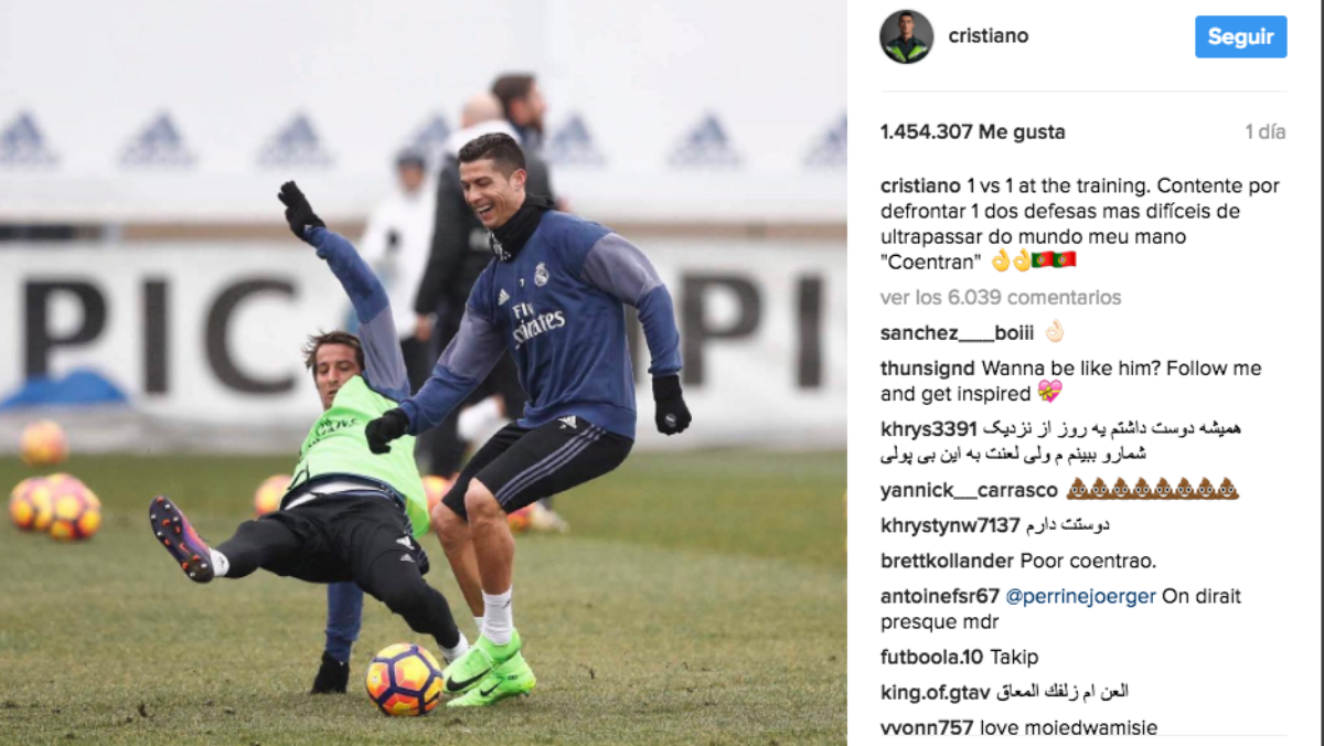 Cristiano Ronaldo apoya a Coentrao en Instagram.