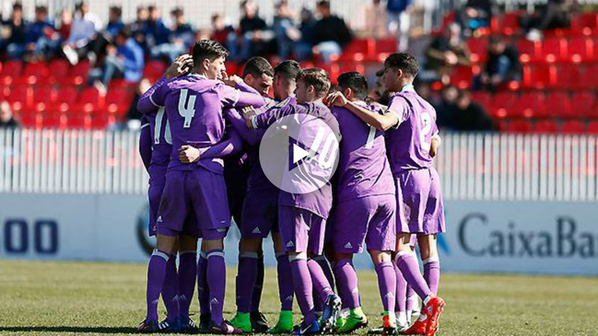 El Castilla celebra el gol ante el Rayo Majadahonda (Realmadrid.com)