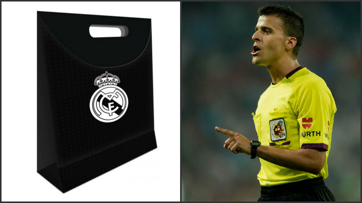 Desvelado el misterio de la bolsa del Real Madrid que llevaba Gil Manzano: bolígrafos, pins y llaveros
