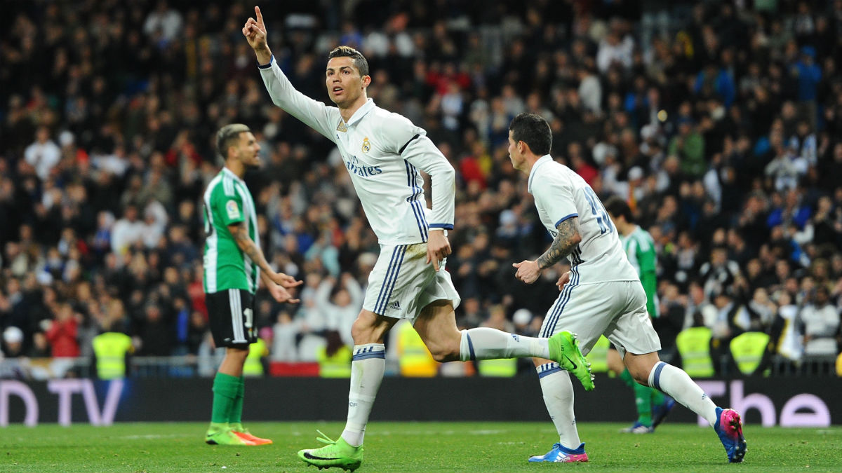 Cristiano celebra el 1-1 ante el Betis. (Getty)