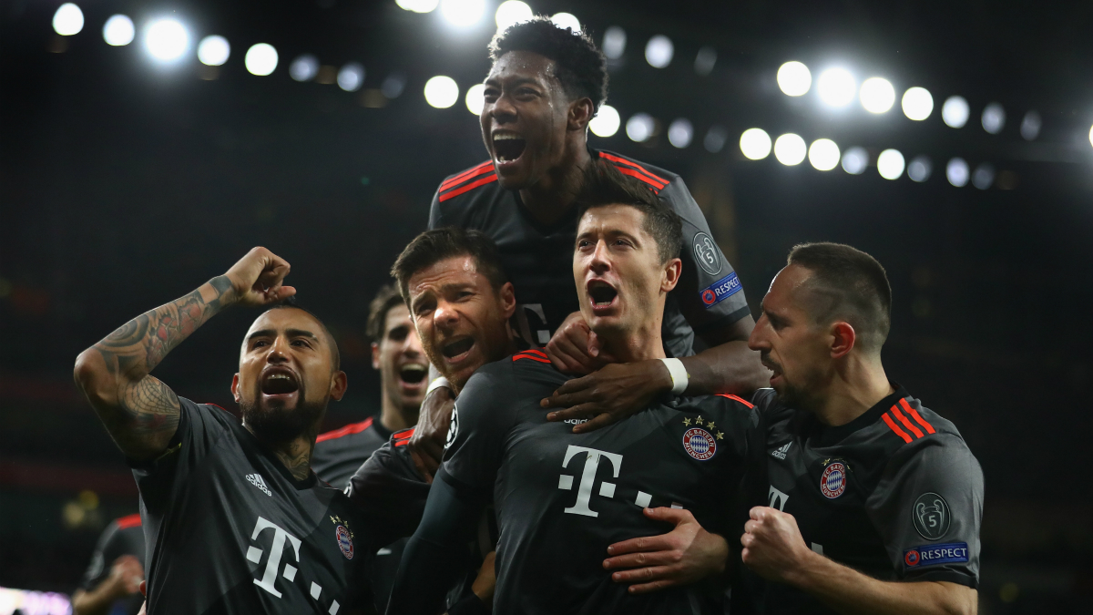 Los jugadores del Bayern Munich celebran un gol. (Getty)