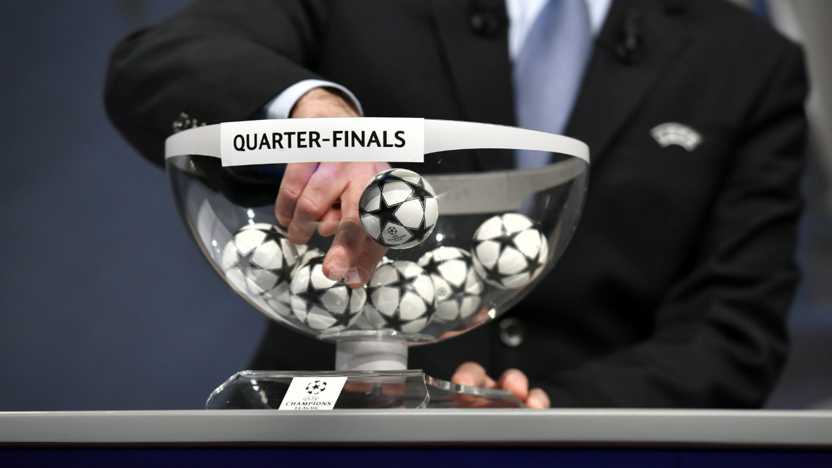 Una imagen del sorteo de cuartos de la Champions. (AFP)
