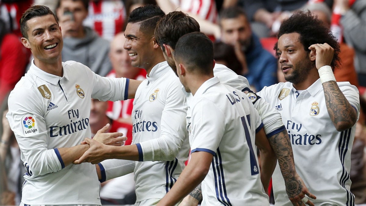 Casemiro celebra el 1-2 del Real Madrid. (EFE)