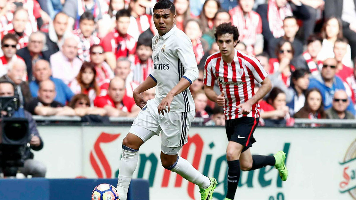Casemiro durante el Athletic-Real Madrid. (Realmadrid.com)