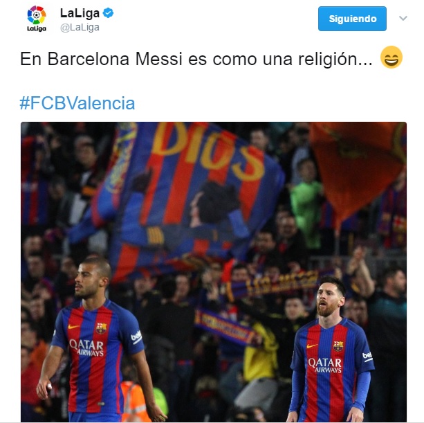El polémico tuit de La Liga. (Twitter)