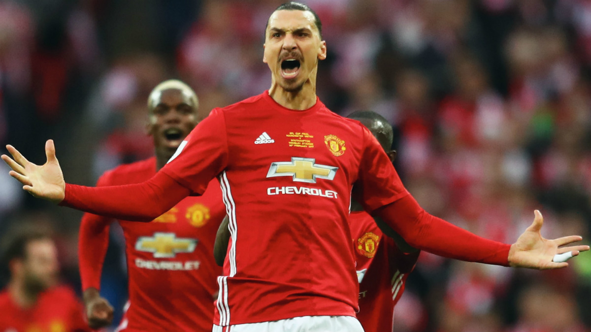 Ibrahimovic celebra un gol con el United. (Getty)