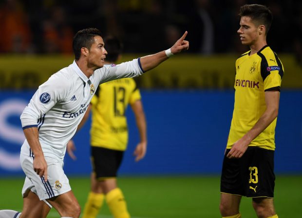 Cristiano celebra un tanto conseguido esta temporada ante el Borussia. (AFP)