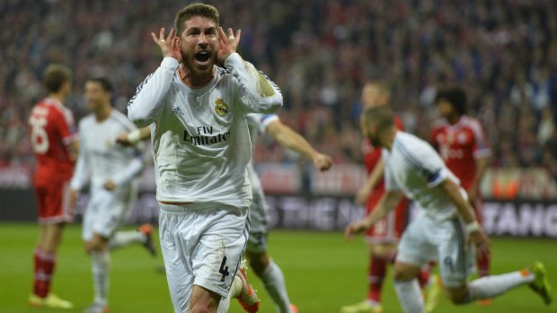 Sergio Ramos celebra uno de los goles en las semifinales de 2014. (AFP)