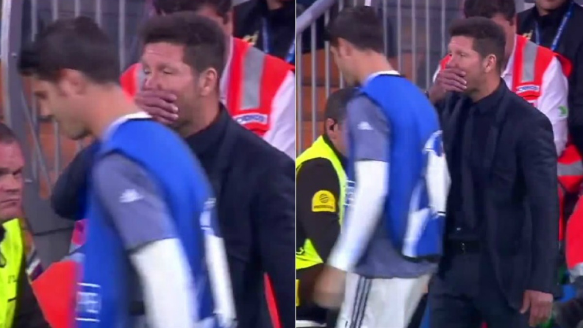 Simeone habla con Morata en el Bernabéu.