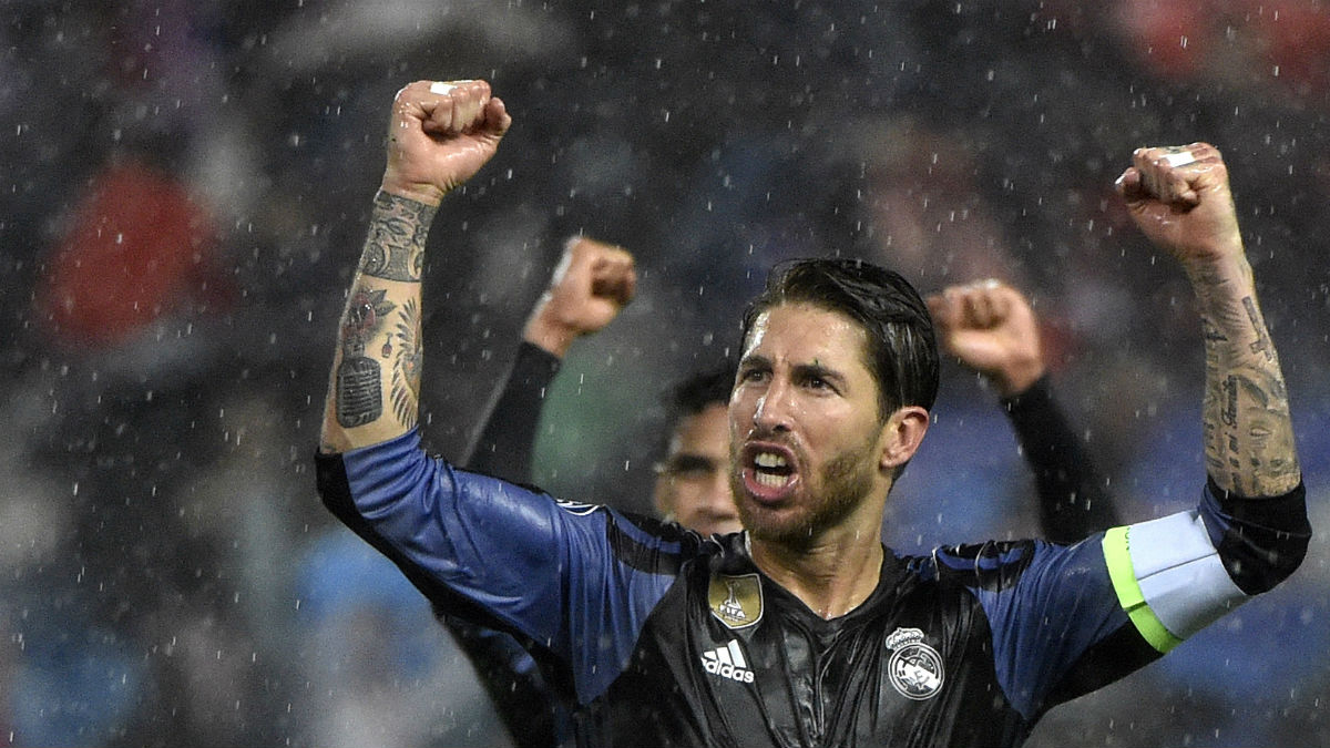 Sergio Ramos celebra el pase a la final de la Champions. (AFP)