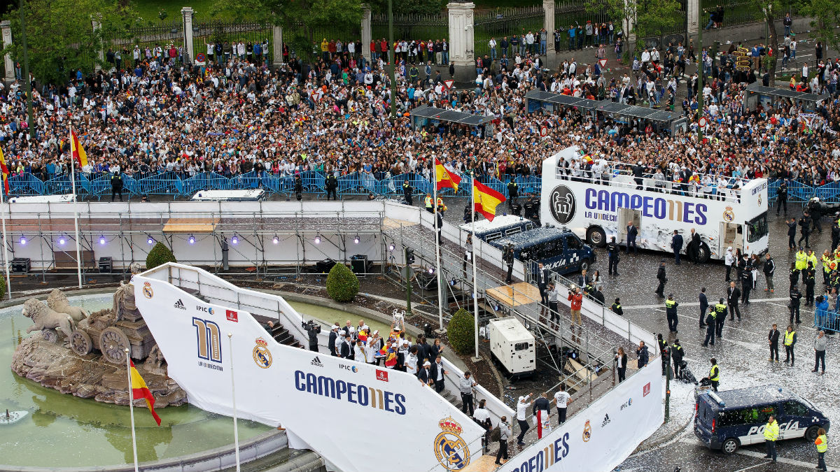 El Real Madrid celebra la Undécima en Cibeles. (Getty)