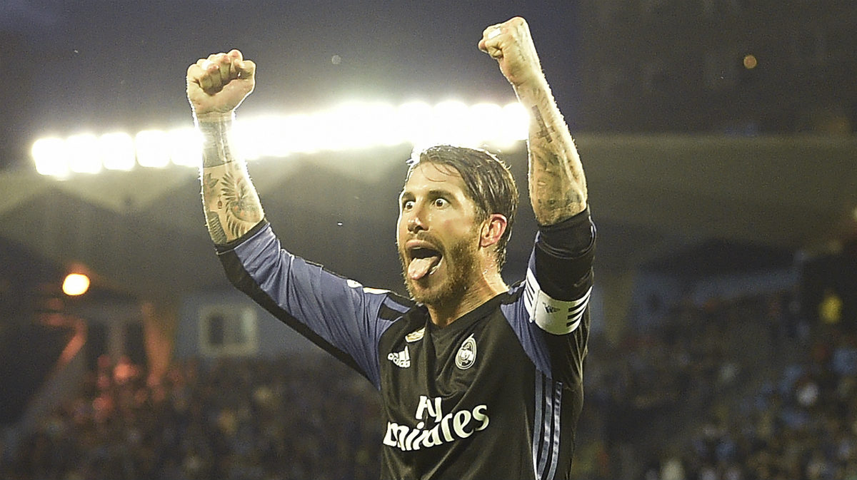 Sergio Ramos celebra la victoria ante el Málaga. (Getty)