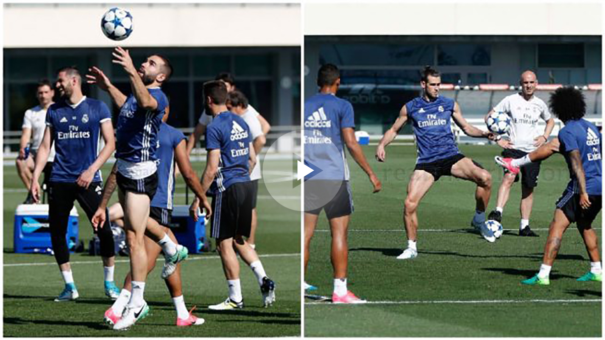 Bale y Carvajal se entrenan con el grupo. (Realmadrid.com)