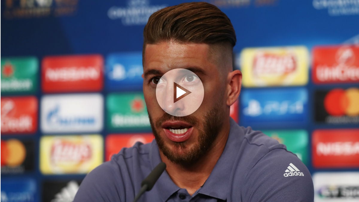 Sergio Ramos habla durante la rueda de prensa previa a la final de la Champions. (Getty)