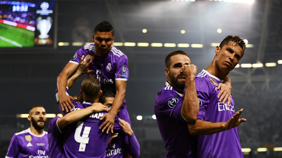 Cristiano celebra uno de los goles del Real Madrid en Cardiff. (Getty)