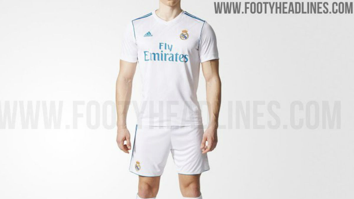La nueva equipación del Real Madrid filtrada por el portal Footyheadlines