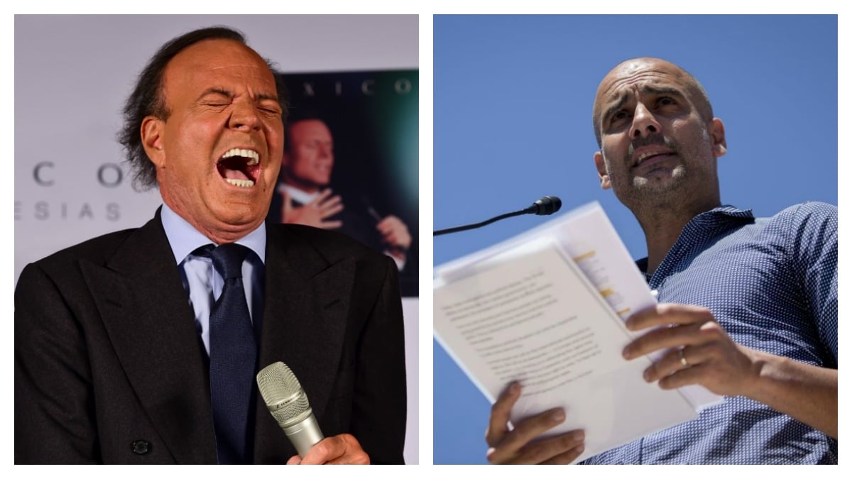 Julio Iglesias y Pep Guardiola (AFP/Getty Images)