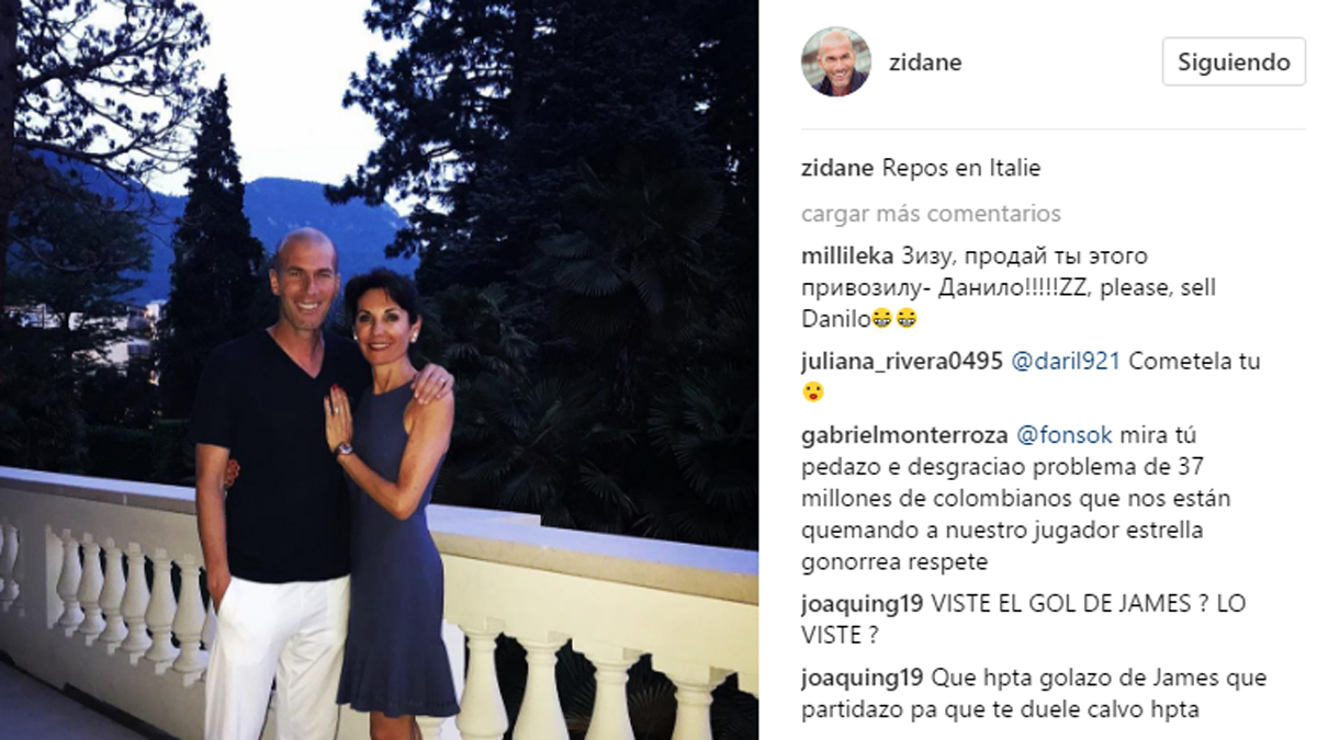 El perfil oficial de Instagram de Zidane, plagado de insultos.