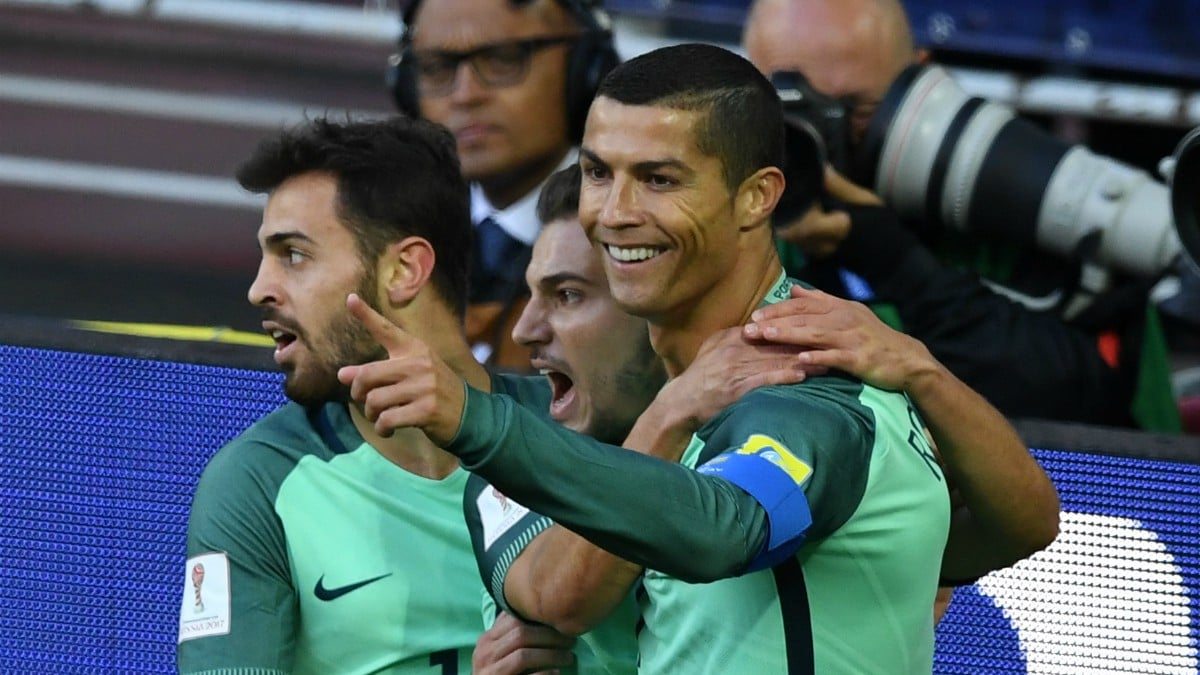 Cristiano Ronaldo celebra su gol a Rusia. (AFP)