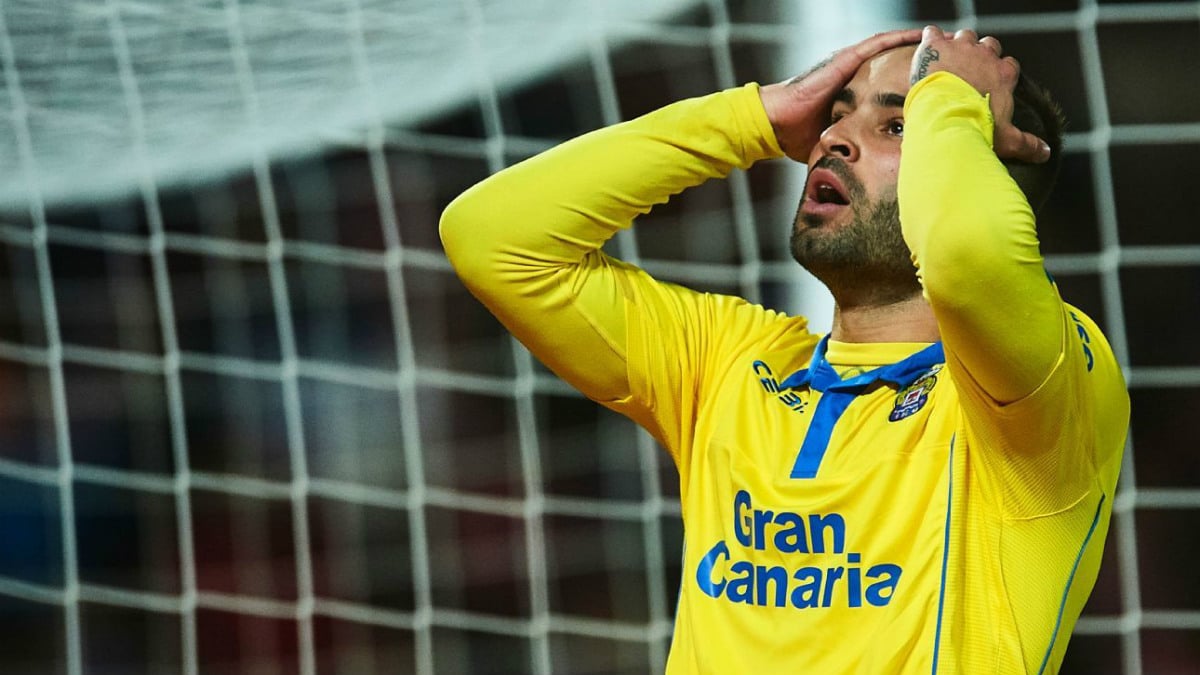 Jesé Rodríguez se lamenta la pasada temporada con la camiseta de Las Palmas.