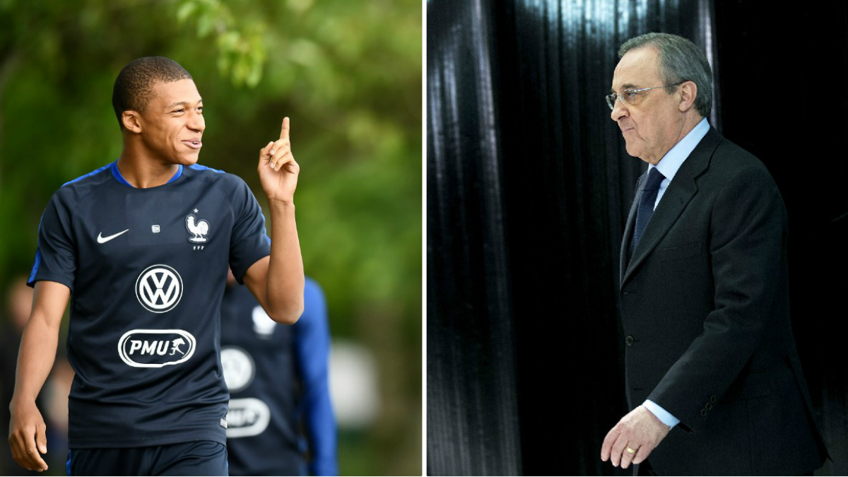 Florentino Pérez se habría reunido con la familia de Mbappé. (AFP/Getty)