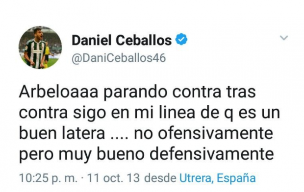 Los otros tuits de Ceballos: fan de Zidane, Isco y Arbeloa