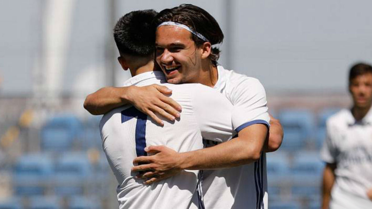 Mink Peeters celebra un gol con el Juvenil A. (realmadrid.com)