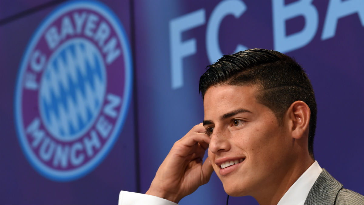 James Rodríguez durante su presentación con el Bayern de Múnich. (AFP)