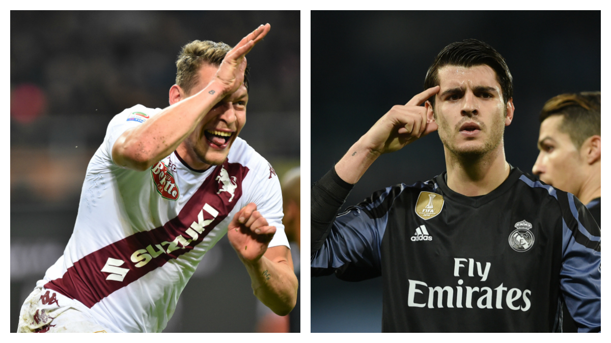 Belotti y Morata celebran goles con Torino y Real Madrid. (Fotos AFP)