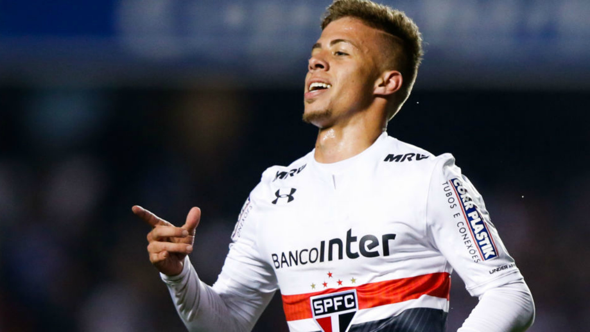 Lucas Fernandes celebra un gol con el Sao Paulo. (Getty Images)
