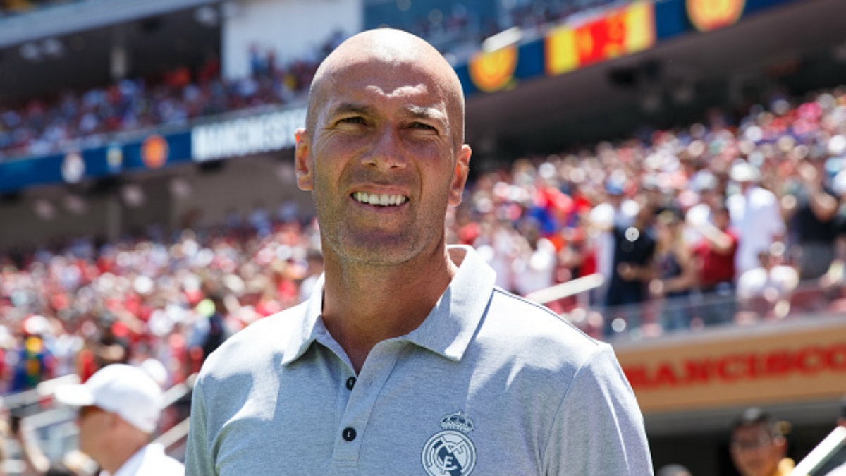 Zinedine Zidane durante un partido de la pretemporada. (Getty).