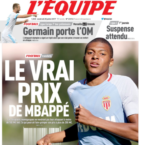 El Mónaco pone precio a Mbappé