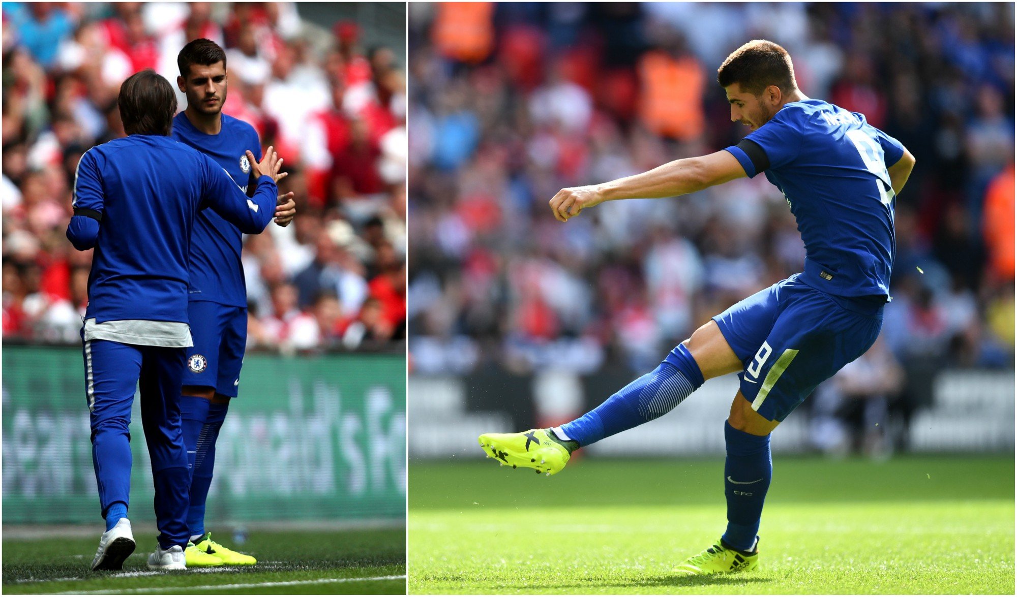 Álvaro Morata, en su debut oficial con el Chelsea. (Getty)