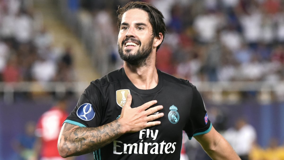 Isco celebra su gol en la Supercopa de Europa. (AFP)