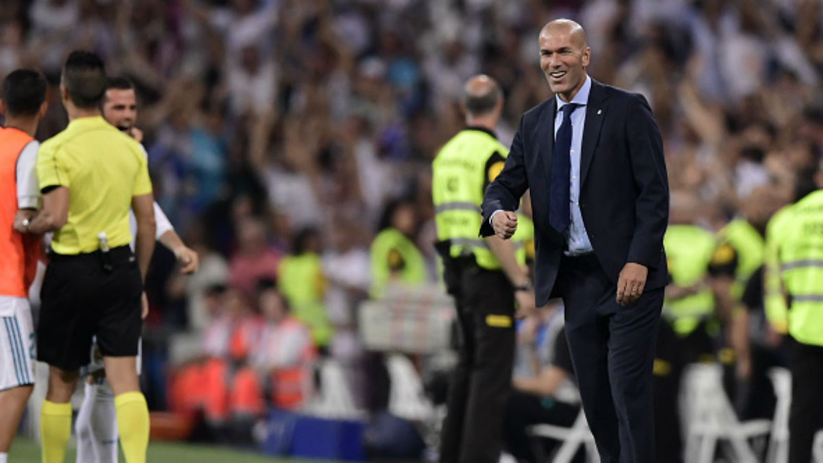 Zidane celebró asombrado el gol de Marco Asensio (Getty).