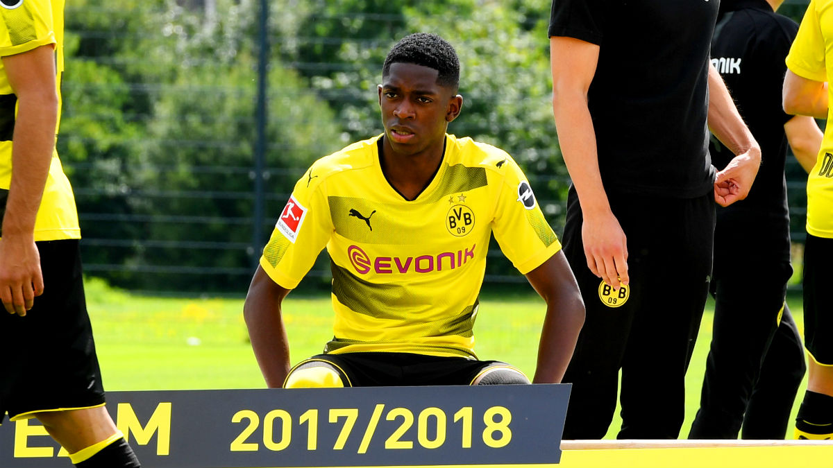 Dembélé, en el Media Day del Borussia Dortmund. (AFP)