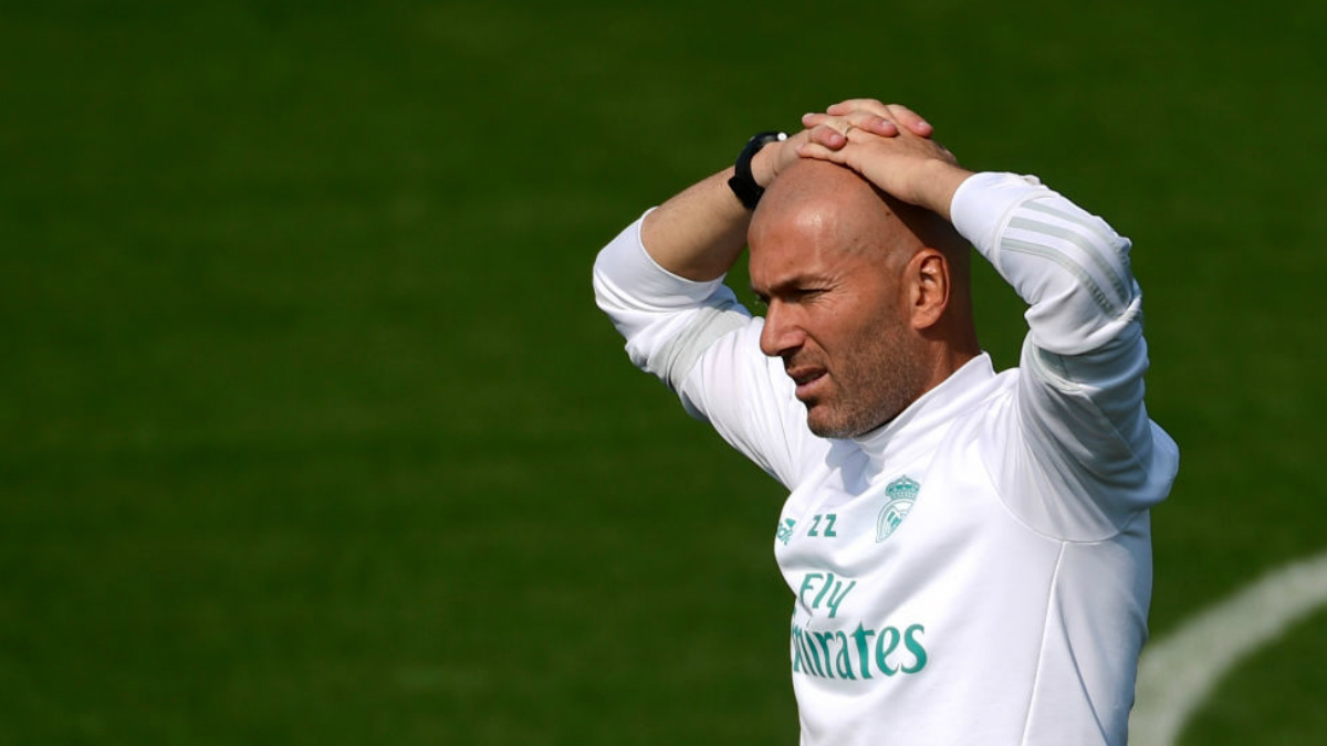 Zinedine Zidane, durante un entrenamiento. (Getty)