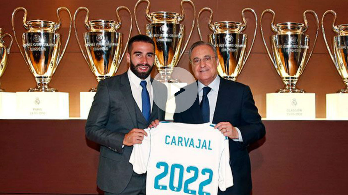 Dani Carvajal, durante el acto de renovación. (realmadrid.com)