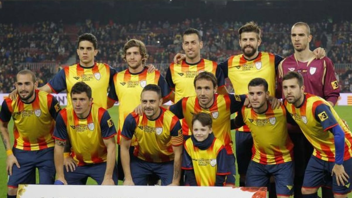 La selección catalana de fútbol durante su último partido. (FCF)