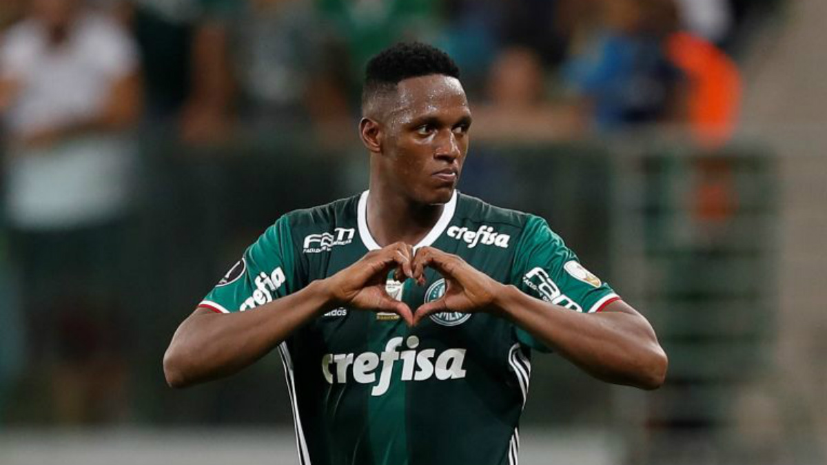 Yerry Mina en un partido del Palmeiras (GettyImages).