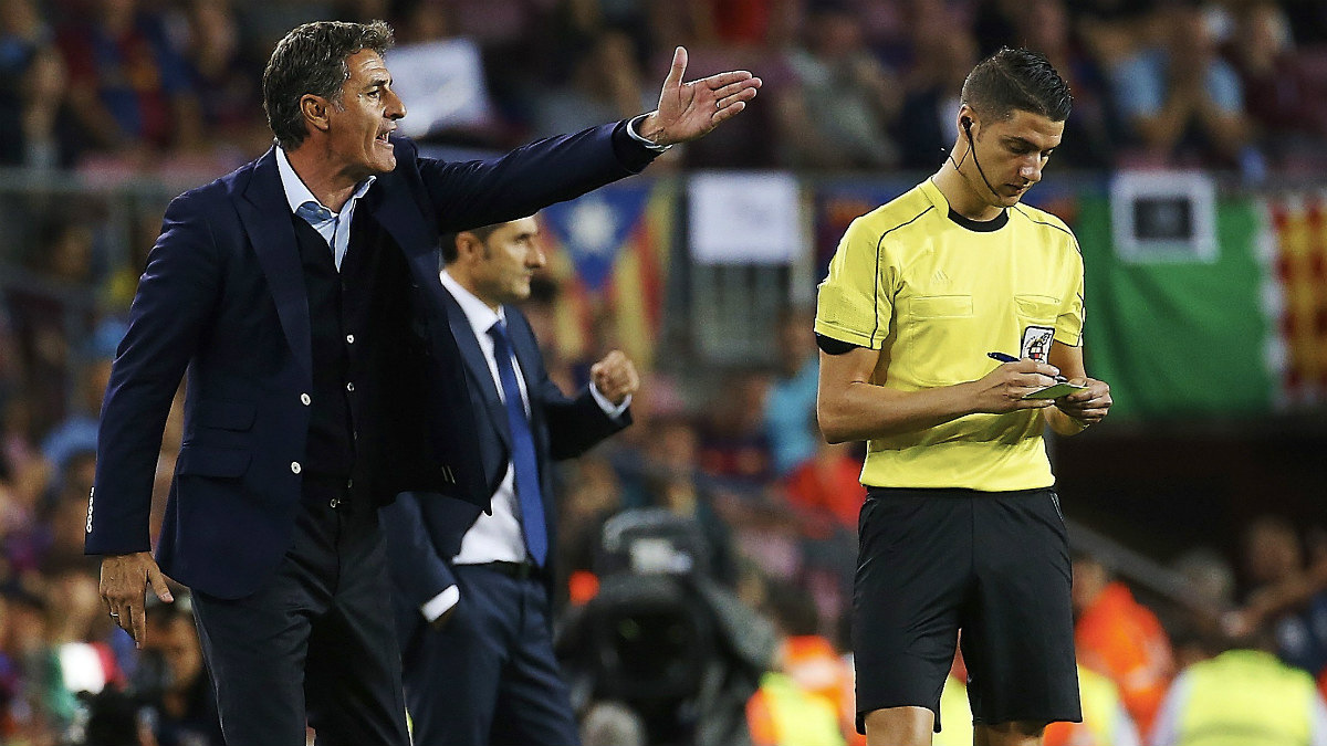Michel, en el último Barcelona-Málaga. (EFE)