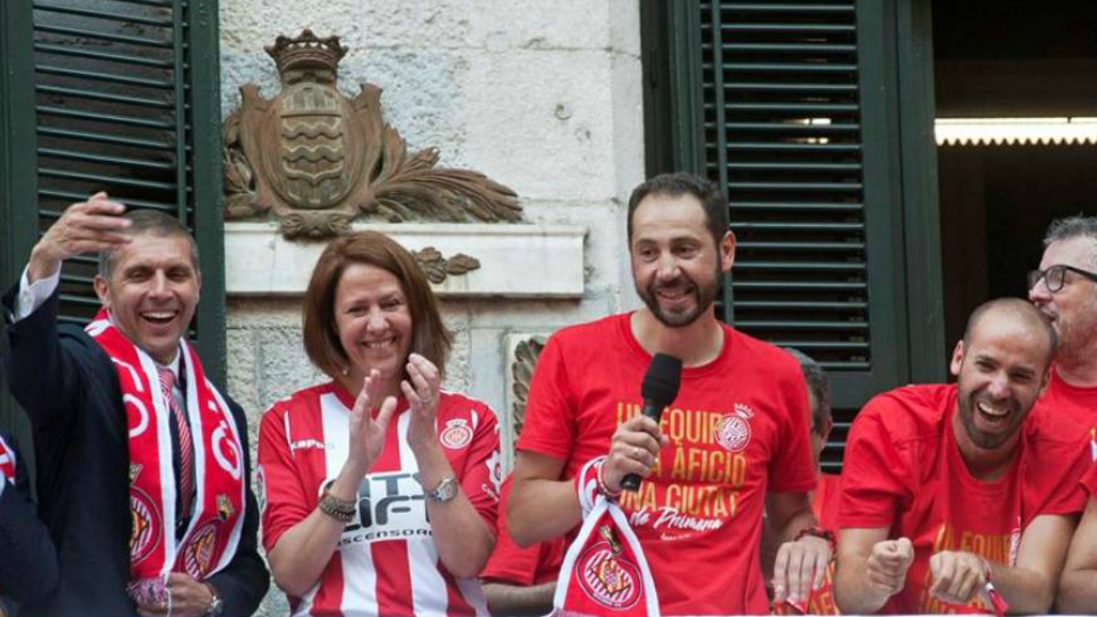 Marta Madrenas, celebrando el ascenso del Girona. (EFE)