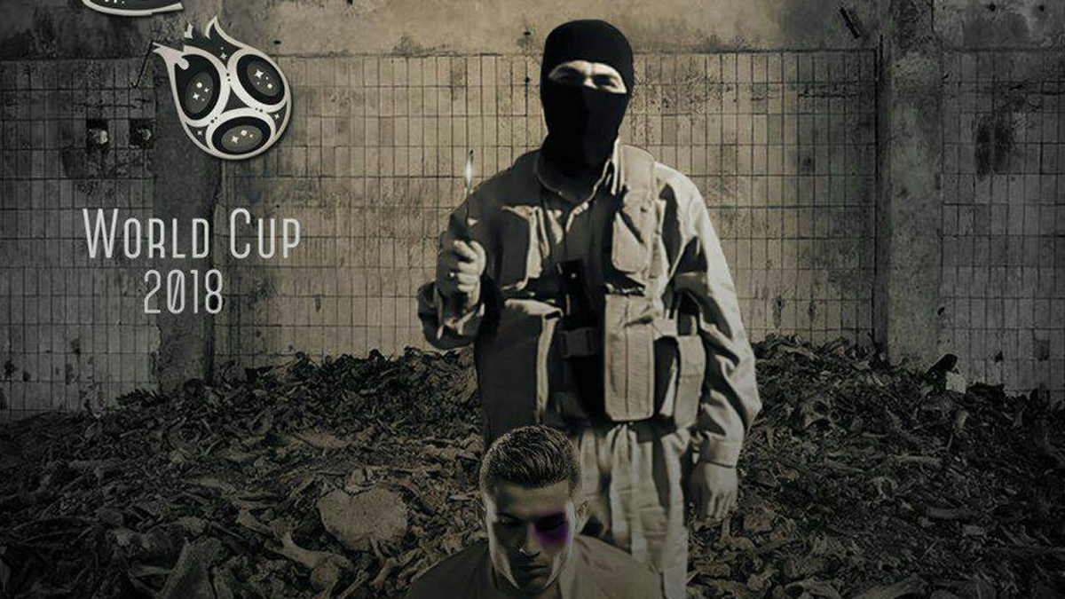 Cristiano Ronaldo, con un terrorista por detrás en el montaje del ISIS.
