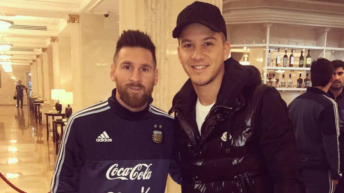 Messi y Driussi en el hotel de la selección argentina. (Instagram)