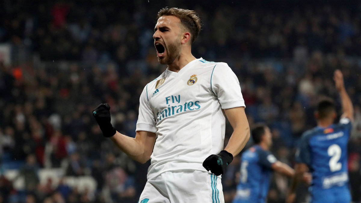 Borja Mayoral celebra uno de sus goles ante el Fuenlabrada. (EFE)