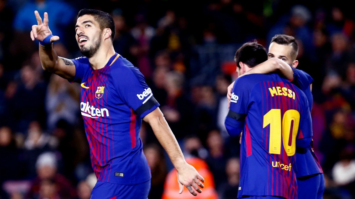 Luis Suárez celebra su gol al Deportivo. (EFE)