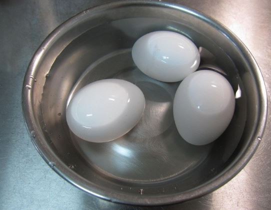 Huevos rellenos con carne de pollo