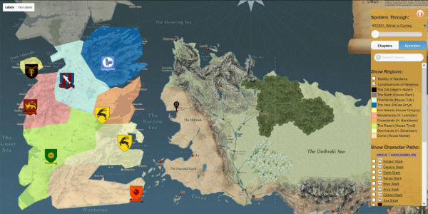 No te pierdas el mapa interactivo de Juego de Tronos
